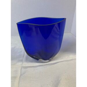 Cobalt Blue Art‎ Glass Vase Modern Home Decor Centerpiece Table Accent Piece